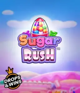 Dive into the colorful world of the Sugar Rush slot game by Pragmatic Play, showcasing a bright candy dispenser against a fantastic background of candyland. This image evokes the joy and thrill of the game, enhanced with multicolored candies and charming typography. Great for candy lovers, promising a delightful gaming experience. 